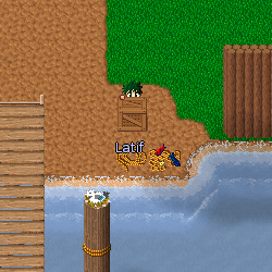 Trouvez et parlez à Latif (Coordonnées: 029-1, 50, 104) A partir de Ayasha, allez directement au dock d'embarquement, Latif est caché derrière la boîte, près du ferry Master.