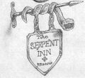 A coat showing at the entrance of the Serpent Inn
