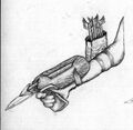 A crossbow with a knife for short-range fights