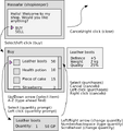 A schematical drawing of new dialog to buy items at a shop.
